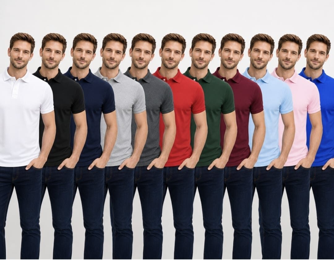 Cartela com as cores disponíveis das polos