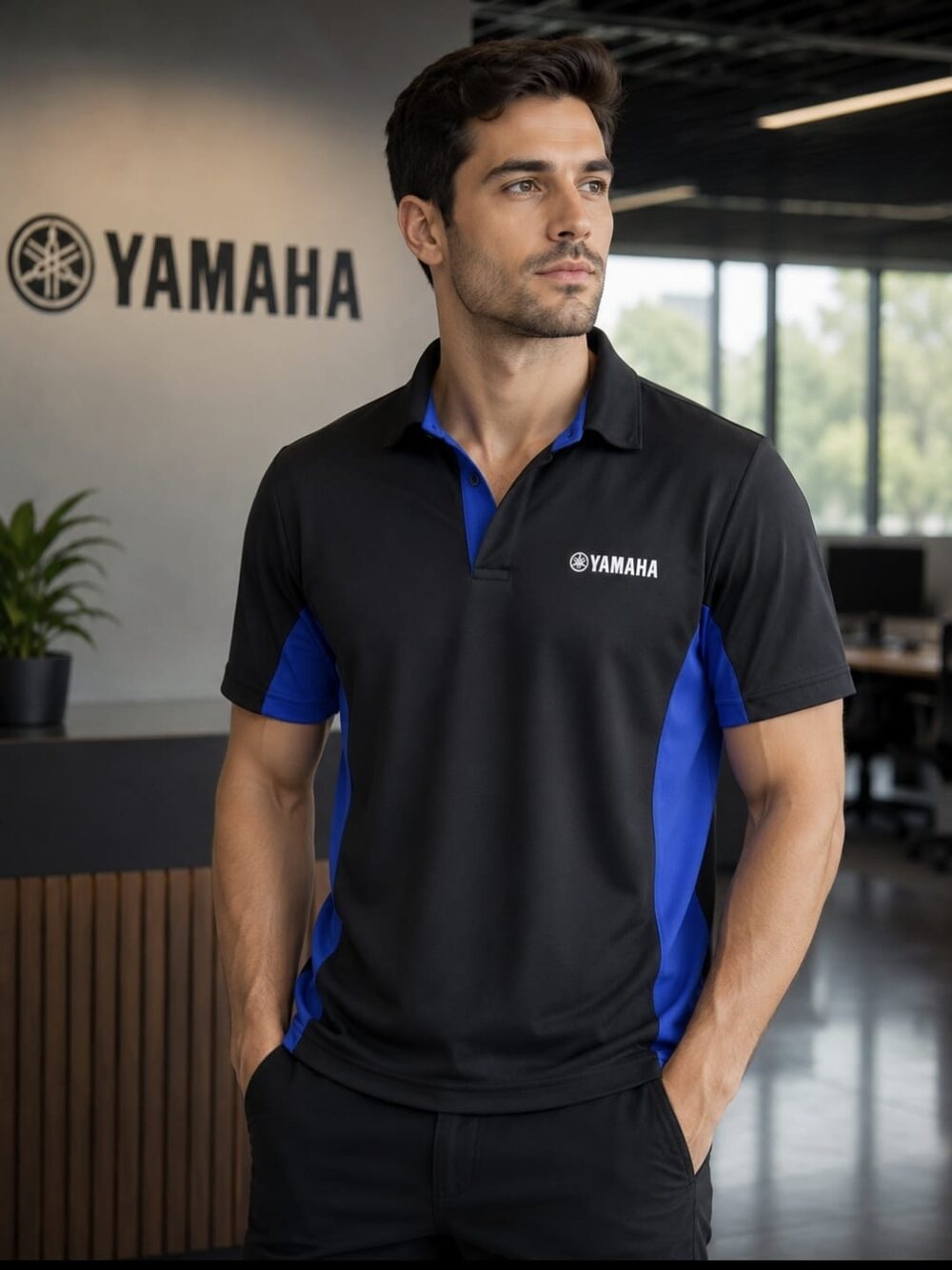 Polo personalizada Yamaha modelo escuro
